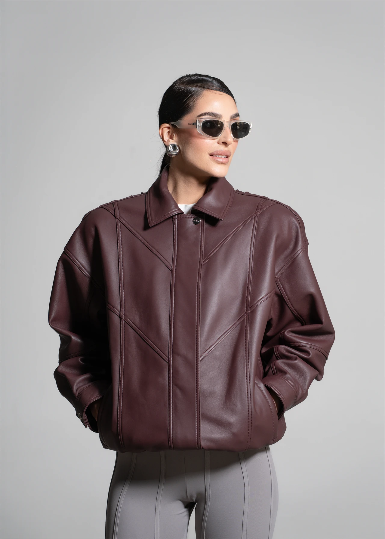 Bomber Kožna Jakna - Bordo